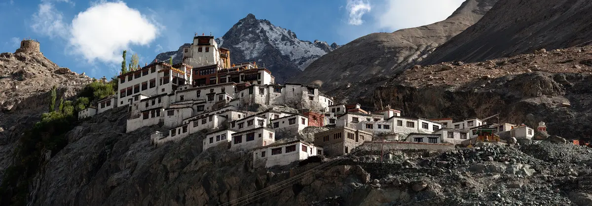 Panoramic view of Diskit Monastery and the Nubra Valley