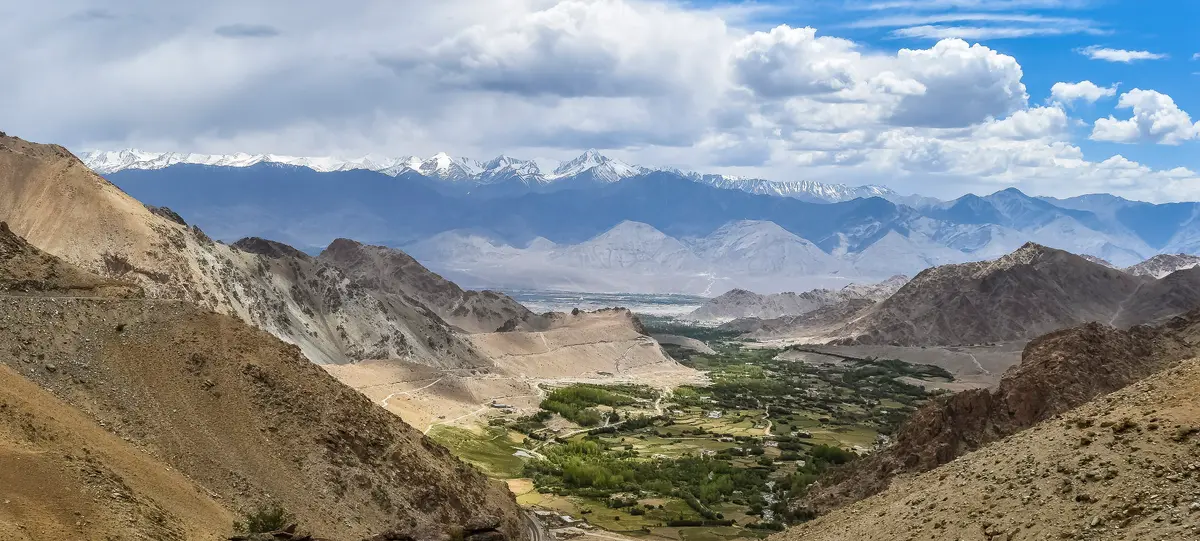 Winding mountain road on the way from Leh towards Nubra Valley