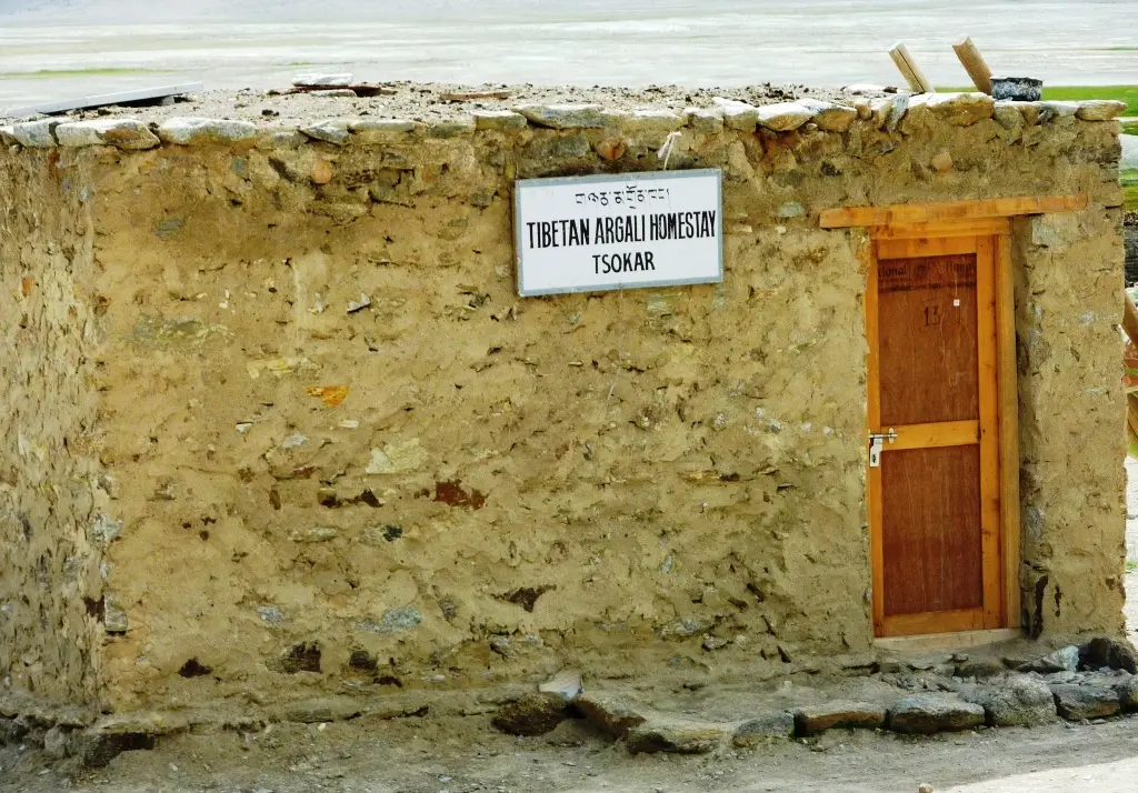 A simple homestay building in the Tso Kar area of Ladakh